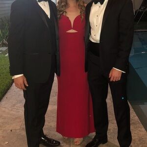 La Femme Red Prom Dress – Elegant Formal Gown, Size 0, Evening Special Occasion